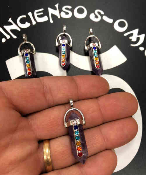 Colgante Biterminado Amatista Chakras 4 cm aprox